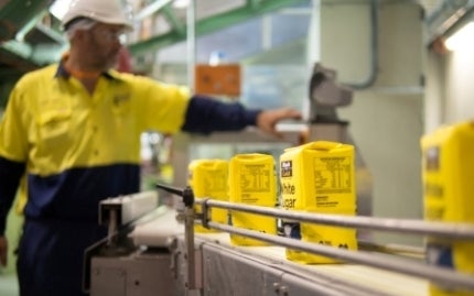 Bags of sugar on a production line